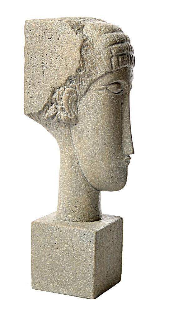 Modigliani Cubic Female Head Block Elongated Statue 7.5H, Parastone Collection - Museumize.com