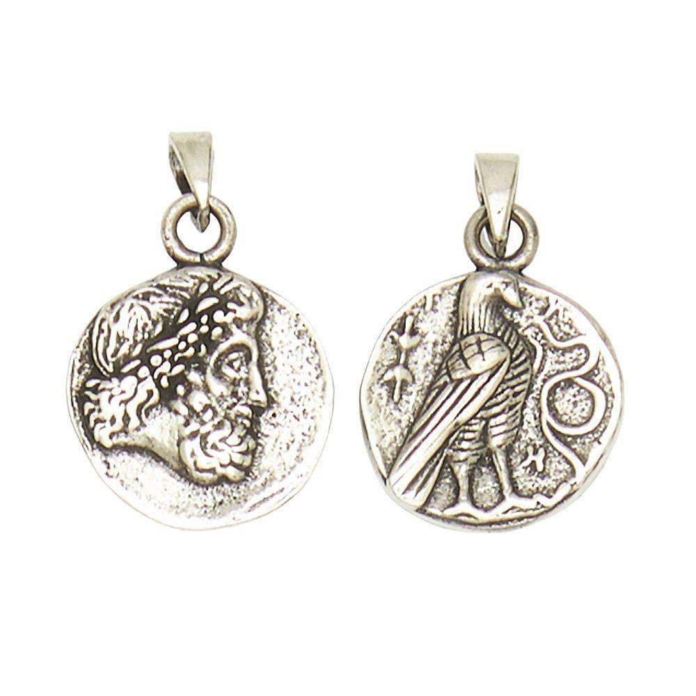 Zeus Jupiter Greek God of the Sky Olympians Pewter Pendant Charm Unisex Necklace 1H - Museumize.com