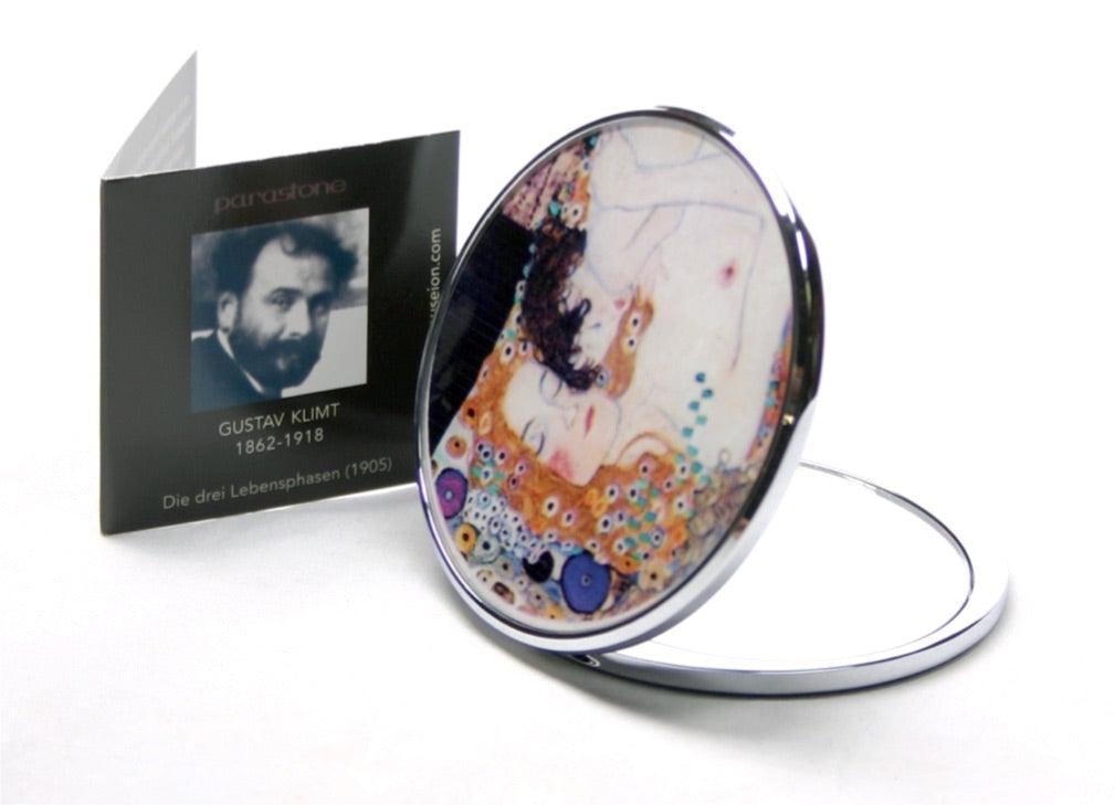 Klimt Mother and Child Women Purse Handbag Cosmetic Magnification Metal Mirror 2.75W - Museumize.com