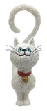 White Cat with Question Mark Tail Asking What's For Dinner Statue Figurine by Dubout 4.5H