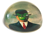 Magritte Bowler Man Green Apple Son of Man Surrealism Glass Dome Desk Paperweight 3W