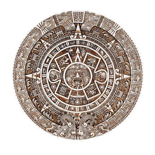 Aztec Solar Calendar Precolumbian Wall Art Hanging Relief Plaque 10.75H - Museumize.com