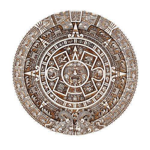 Aztec Solar Calendar Precolumbian Wall Art Hanging Relief Plaque 10.75H - Museumize.com