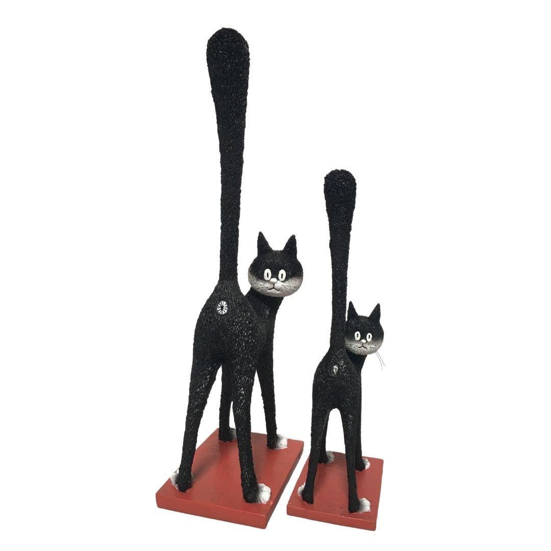 Cat Backside Third Eye View from Behind Humorous Cat Statue with Tail Up by Dubout 12.9H - Museumize.com