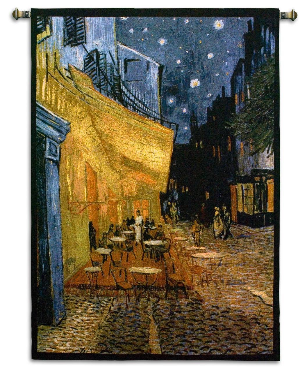 Van Gogh Cafe at Night Painting Place du Forum Museum Woven Wall Tapestry 38 x 53 - Museumize.com