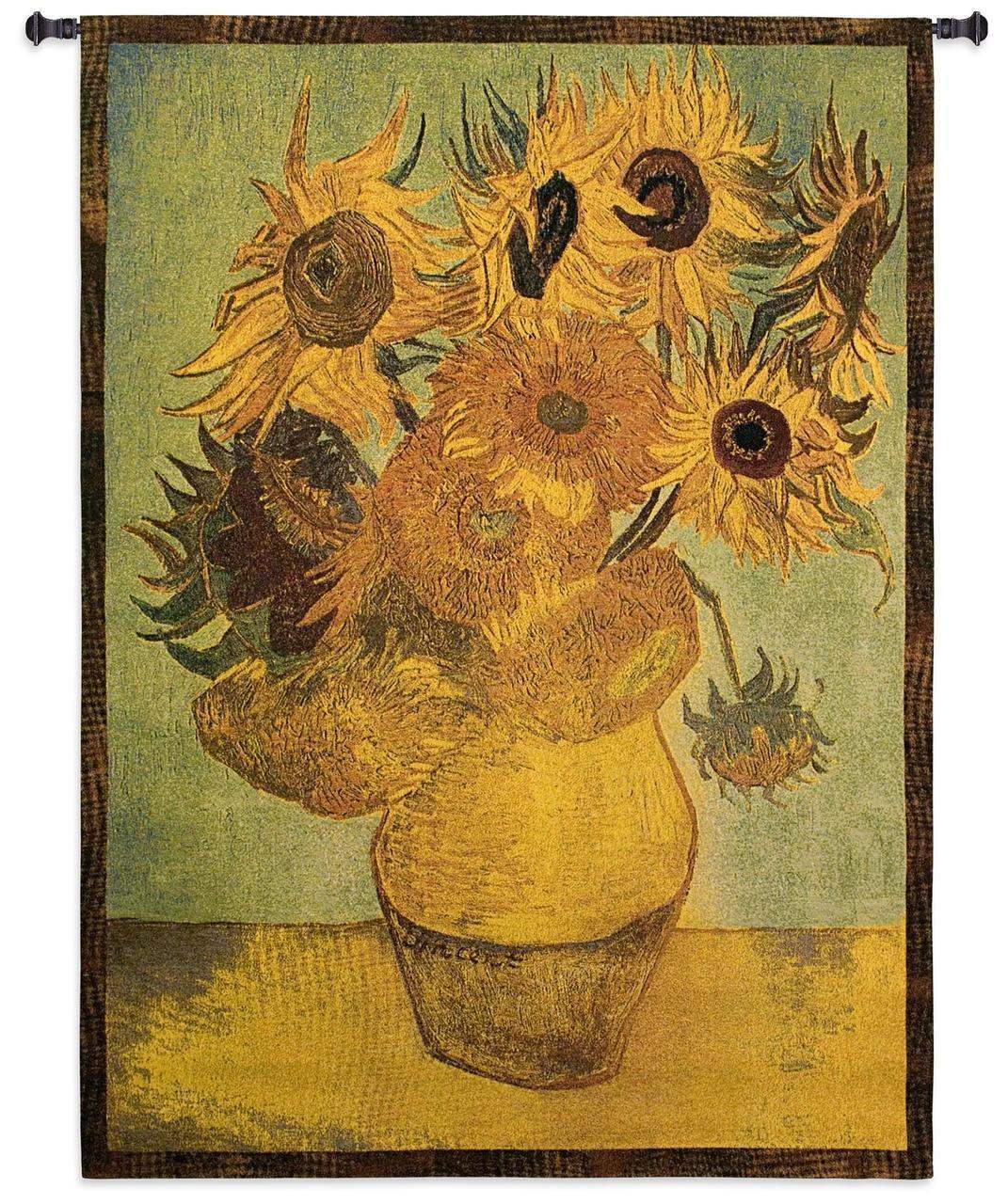 Van Gogh SUNFLOWERS by Flemish Tapestries Belgium. Vintage Textile Wall Van Gogh SUNFLOWERS by Flemish Tapestries Belgium. Vintage Textile Wall