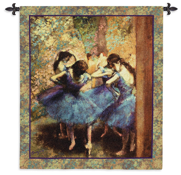 Degas Dancers in Blue Woven Wall Tapestry 45W x 53L
