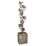 Abstract Flowers Metal Tower Cascading Eight Levels Fountain 69H