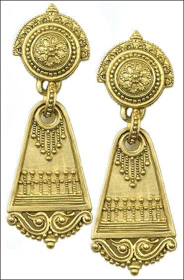 Roman Dangle Drop Fancy Ornate Earrings 2L - Museumize.com