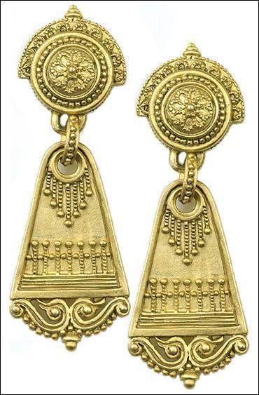 Roman Dangle Drop Fancy Ornate Earrings 2L - Museumize.com