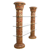 Columns Of Luxor Shelves Papyrus Hieroglyphs Shelving System with 3 Glass Shelves 82H