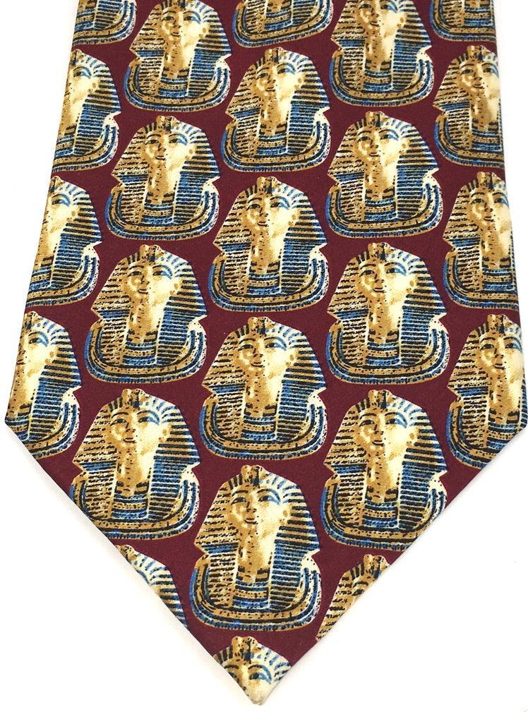 Neck Tie - Bust of King Tut Pattern Egyptian Pharaoh Historian Archaeologist Gift - Museumize.com