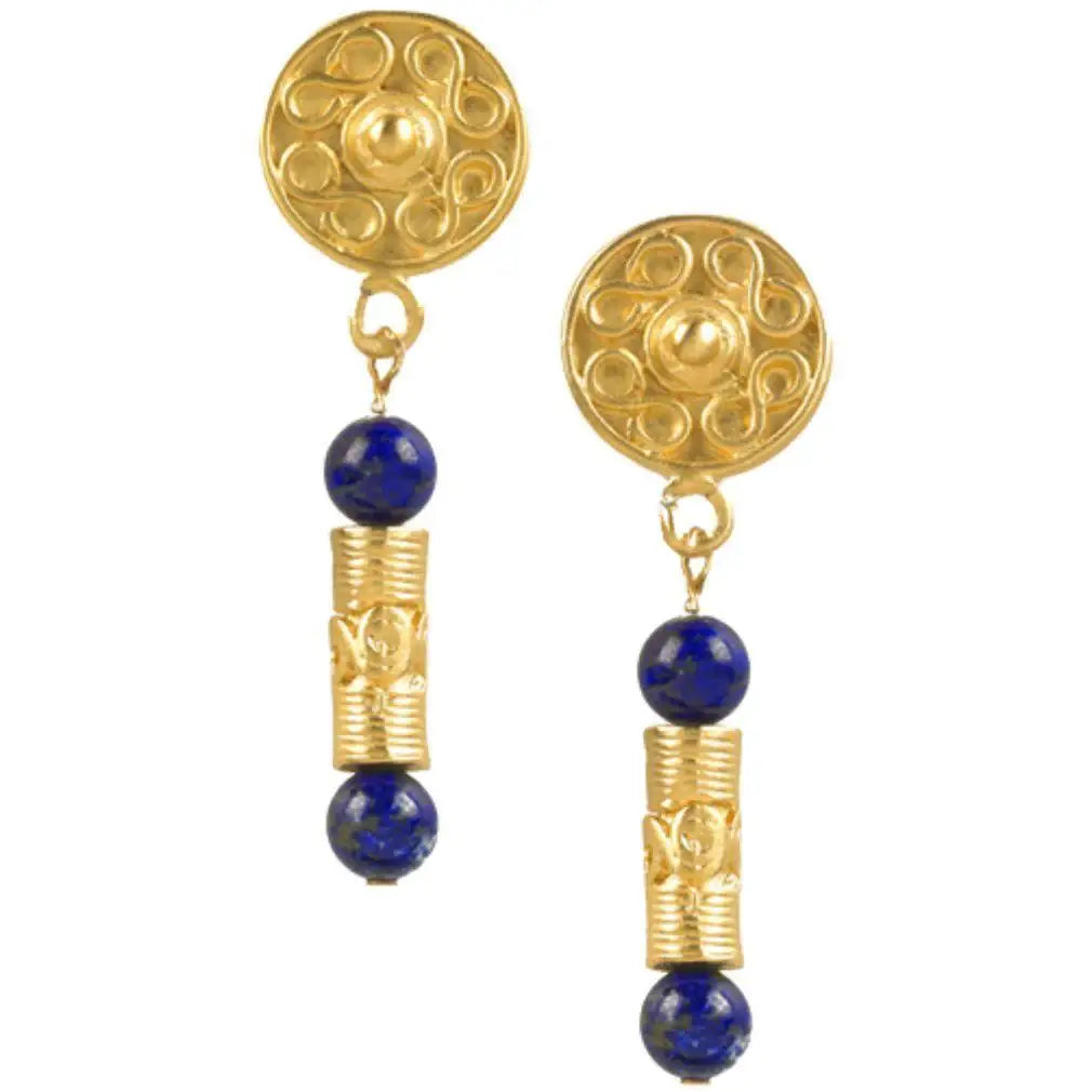 Pre-Columbian Inspired Earrings: Valdivia Stone and Tolima Roller Seal Design - Museumize.com