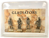 Roman Gladiator Pack of 4 Miniature Play Figures Metal 1.5H