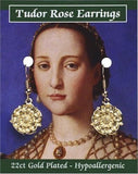 Tudor Rose English Royalty Monarchy Renaissance Costume Drop Earrings 1 3/8L