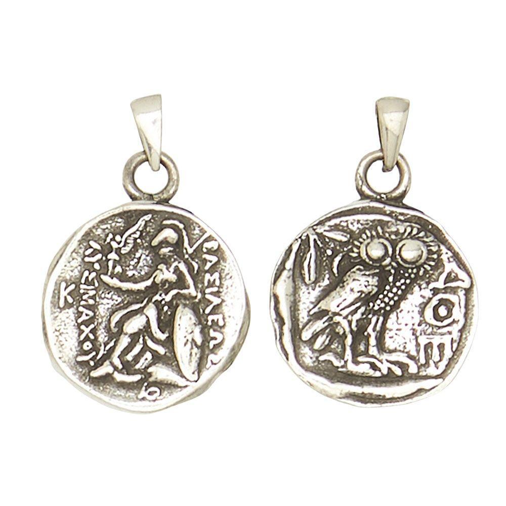 Athena Minerva Greek Goddess of Wisdom and War Olympians Pewter Pendant Charm Unisex Necklace 1H - Museumize.com