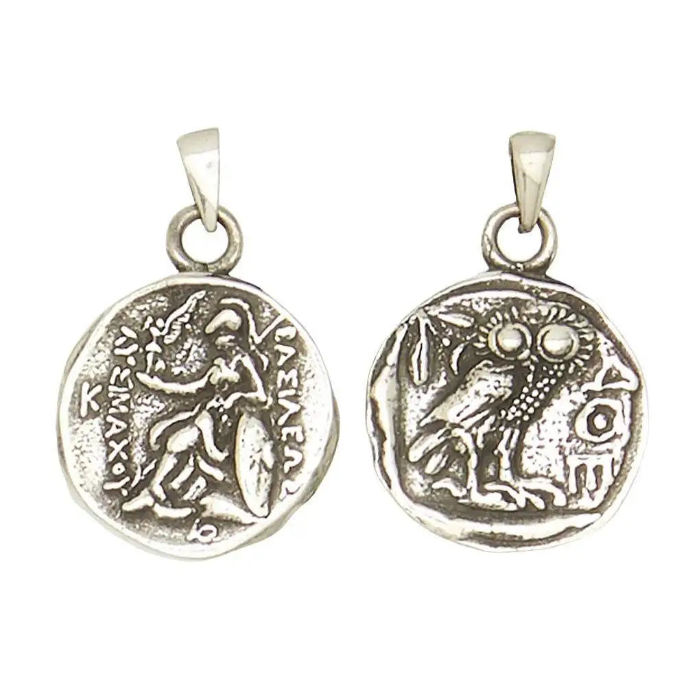 Athena Minerva Greek Goddess of Wisdom and War Olympians Pewter Pendant Charm Unisex Necklace 1H - Museumize.com