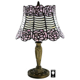 Parisian Folies White Black Rose Stained Glass Lamp 15.5H x 10W