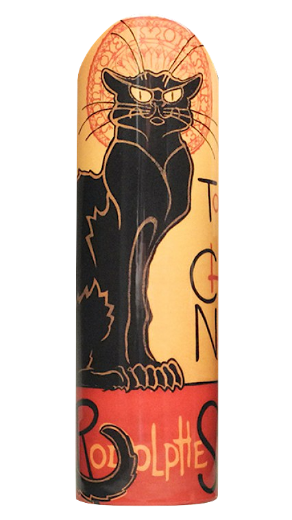 Steinlen Chat Noir Black Cat Round Ceramic Flower Vase 9.4H