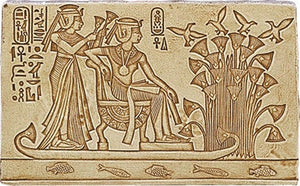 King Tutankhamun and Wife on Boat Wall Hanging Relief Sculpture 11L