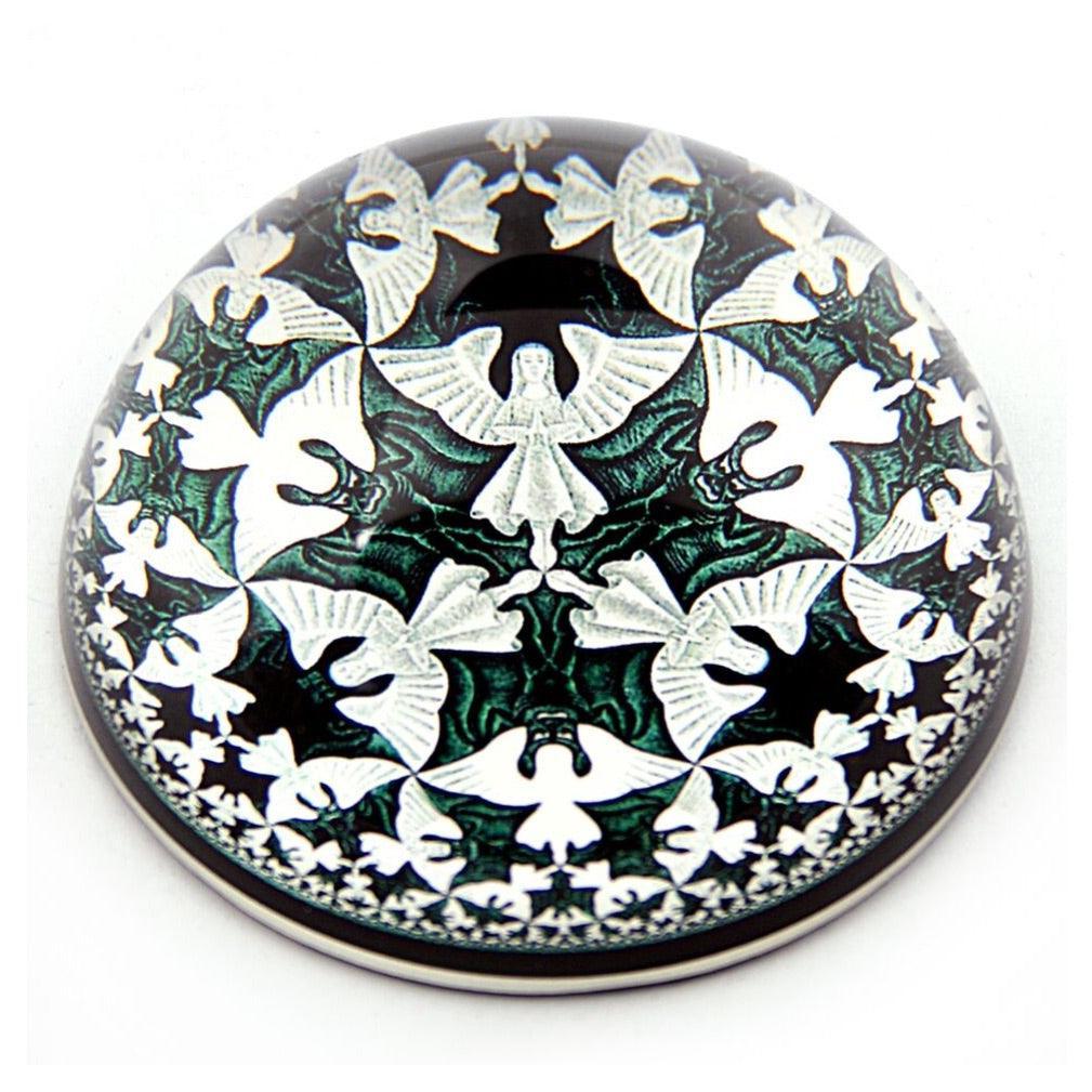 Escher Angels and Bats Devils Interlocking Tessellation Glass Dome Paperweight 3W - Museumize.com