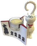 Cat Figurine and Tealight Candle Funny Looks by Dubout Gift Set