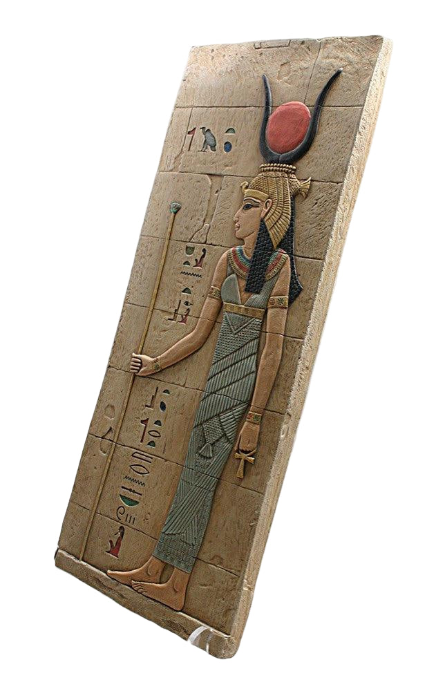 Isis Holding Staff Egyptian Tomb Large Wall Relief 21.5H - Museumize.com