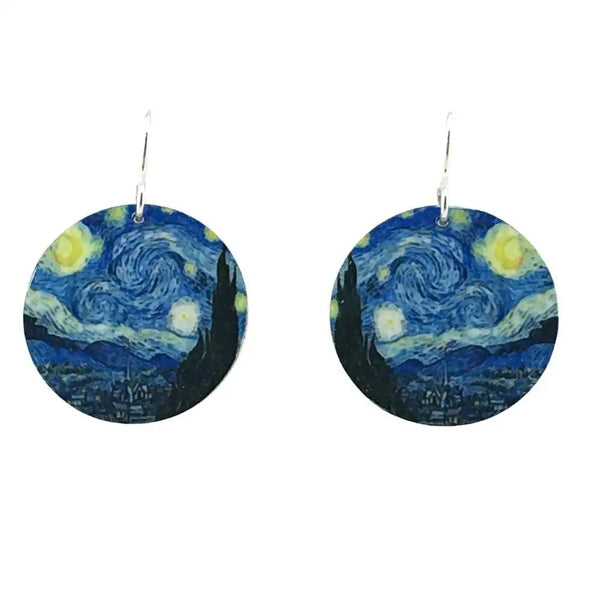 Starry Night Inspired Abstract Painting With Swirling Skies And Bright