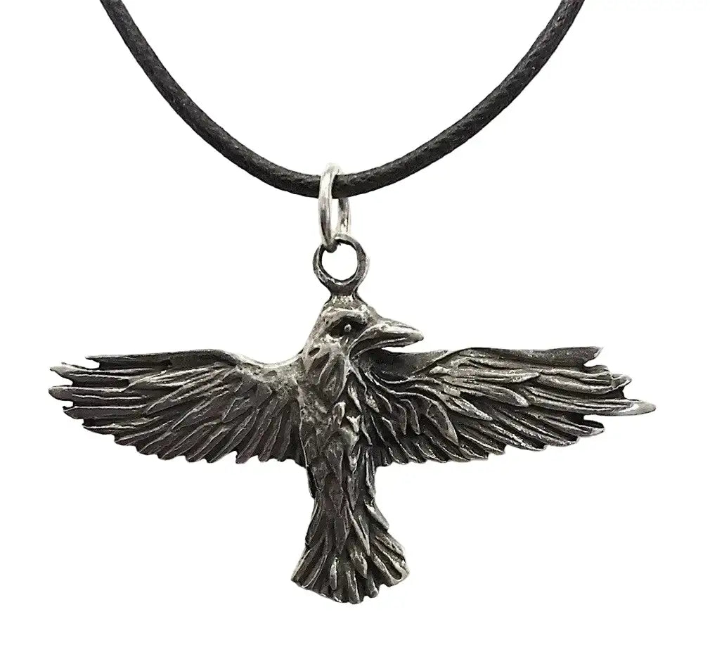 Raven Celtic Prophesy Morrigan Bird Pewter Pendant Charm Necklace - Museumize.com