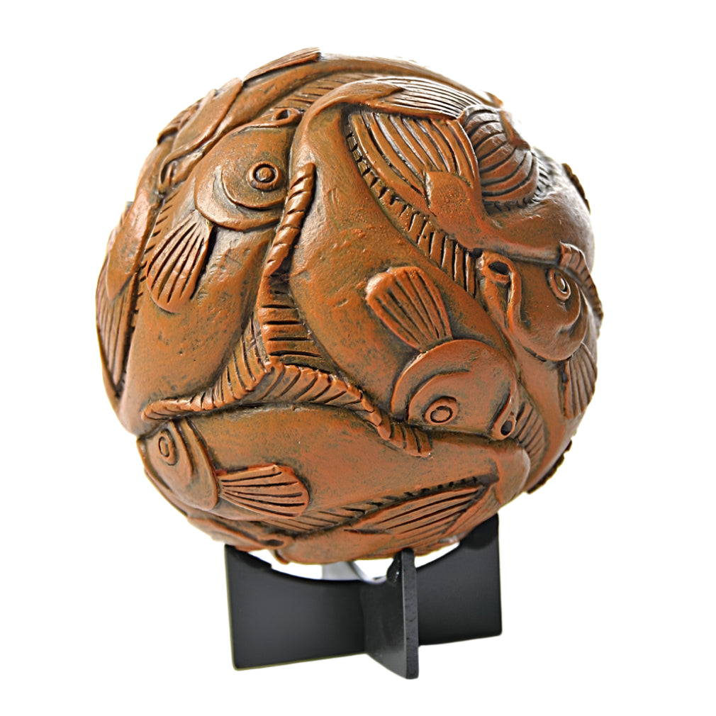 Sphere Fish Tessellation Orb Desktop Paperweight or Miniature Statue by Escher - Museumize.com