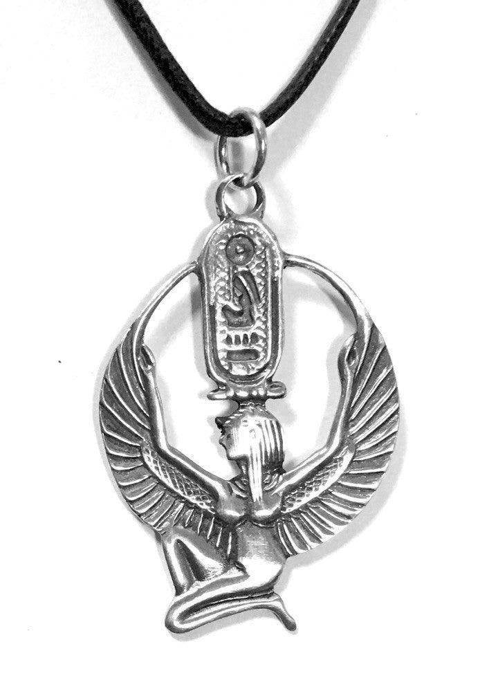 Isis Egyptian Goddess Pewter Pendant Charm Necklace - Museumize.com
