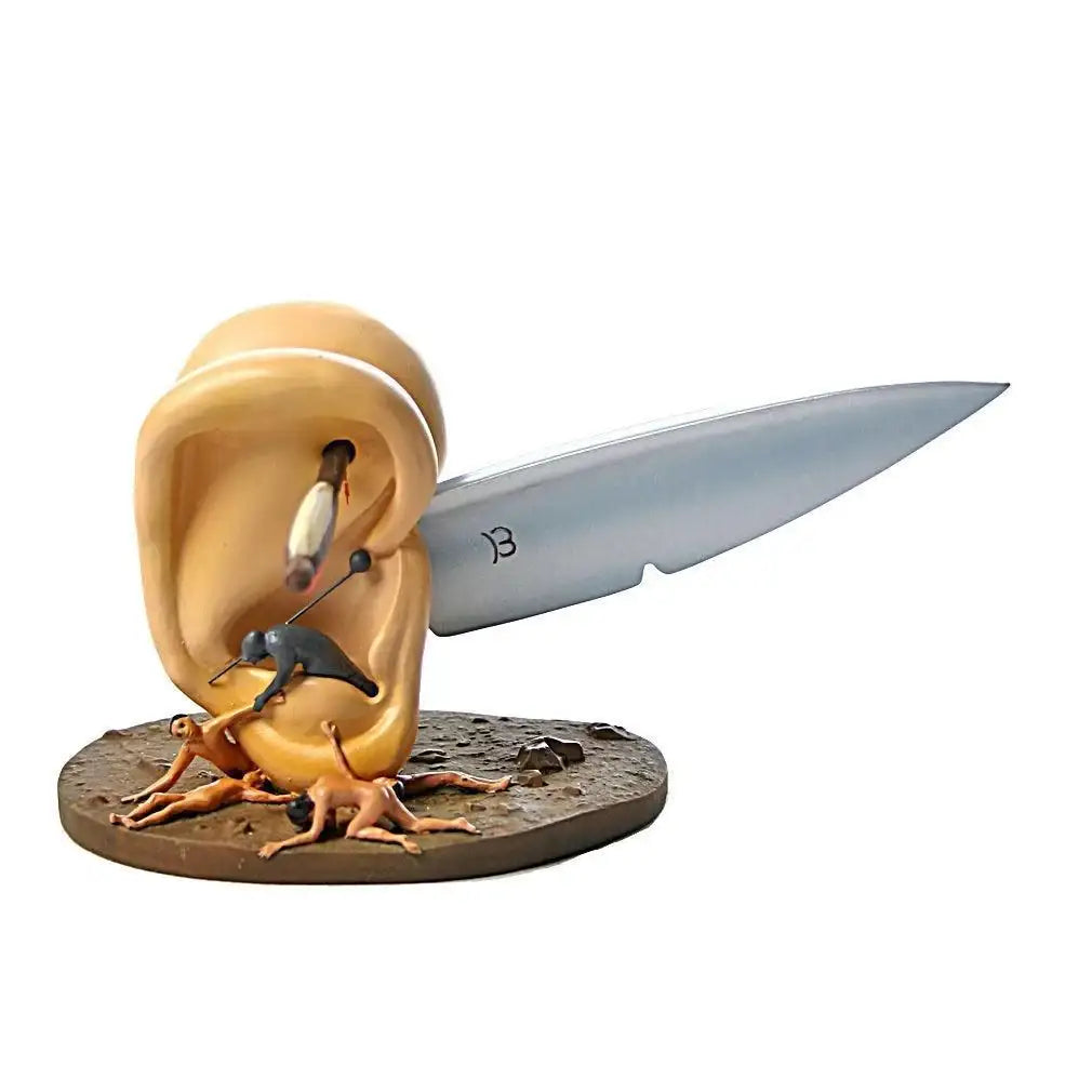 Ears With Knife Men Listening on Ear Lobe Statue by Hieronymus Bosch, Assorted Sizes - Museumize.com