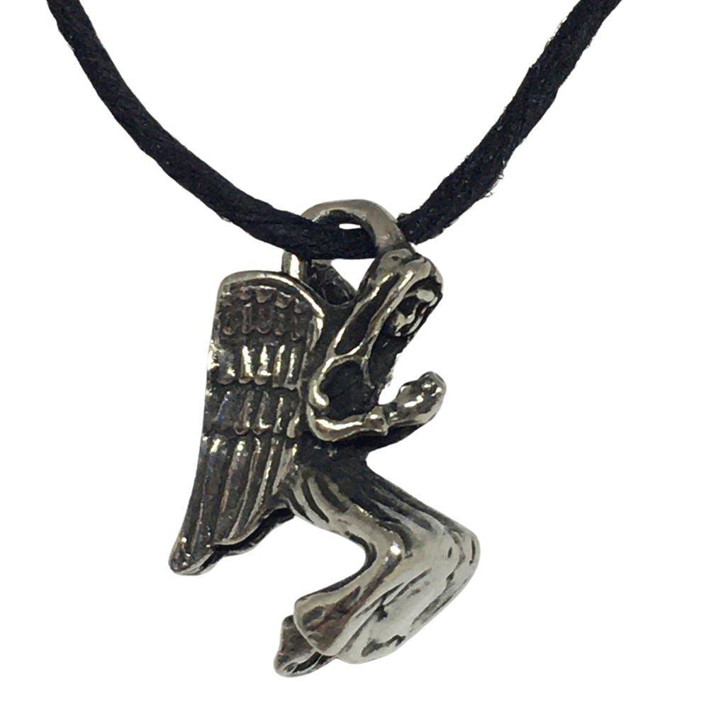 Angel of Healing Two-Sided Pendant Pewter Unisex Charm Necklace 0.75L - Museumize.com