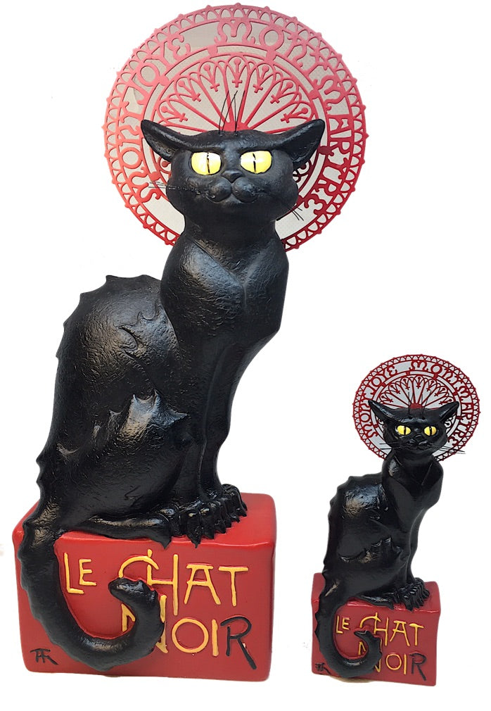 Miniature Le Chat Noir Black Cat Statue by Steinlen