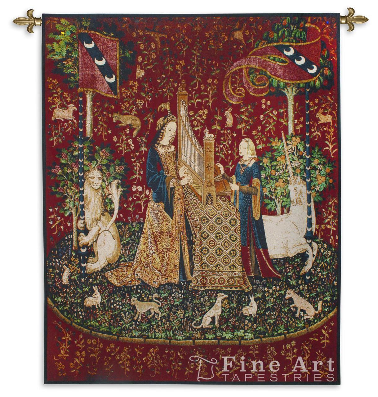Lady with Unicorn Sense of Hearing Woven Wall Tapestry 65H - Museumize.com