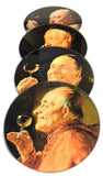 Priests Drinking Grutzner Paintings Glass Drink Bar Coasters Set of 4 with Storage Stand