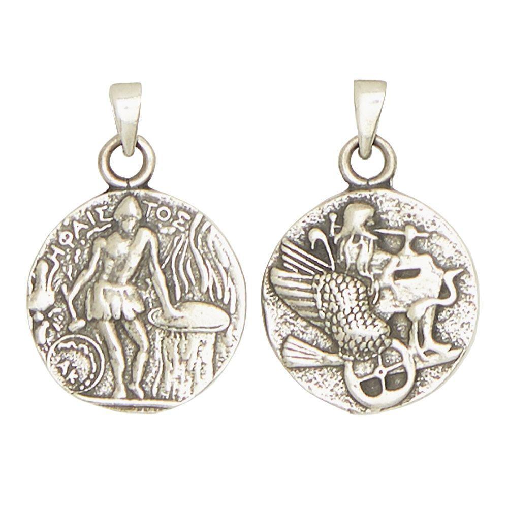 Hephaestus Vulcan Greek God of Fire Olympians Pewter Pendant Charm Unisex Necklace 1H - Museumize.com