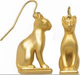 Egyptian Cat Bastet Pierced Drop Earrings Museum Jewelry
