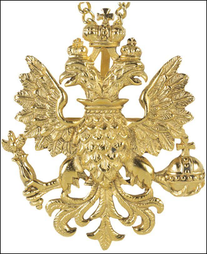 Faberge Byzantine Double-Headed Eagle Pin Pendant Russian Romanov Royalty 2.2H - Museumize.com