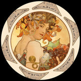 Mucha Lady Holding Fruit 1897 Belle Epoque Glass Dome Paperweight 3W
