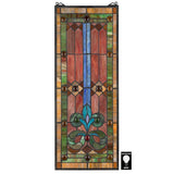 Cannes Red Brown Rectangle Stained Glass Window 28.5H x 11W