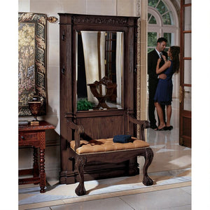 Regents Park Hall Entry Stand with Foyer Lion Claw Chair and Mirror 79.5H