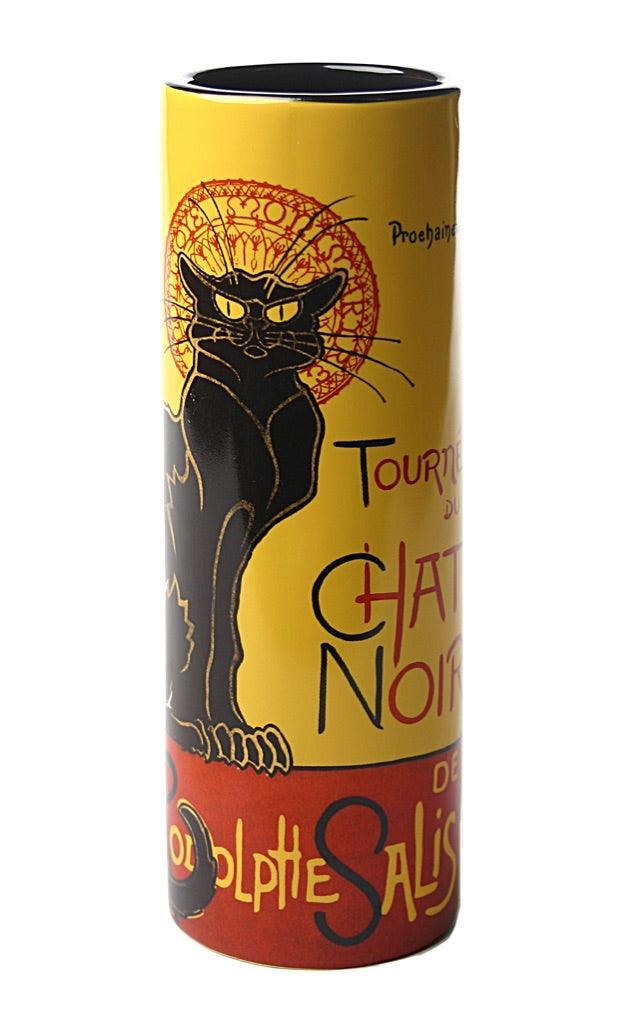 Steinlen Le Chat Noir Black Cat Ceramic Flower Bud Vase 7H - Museumize.com
