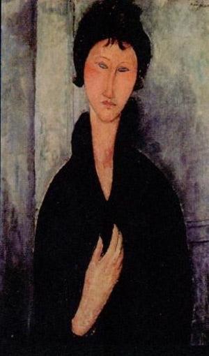 Modigliani Blue Eyed Woman Portrait Statue Series of Women Long Neck 5.75H - Museumize.com