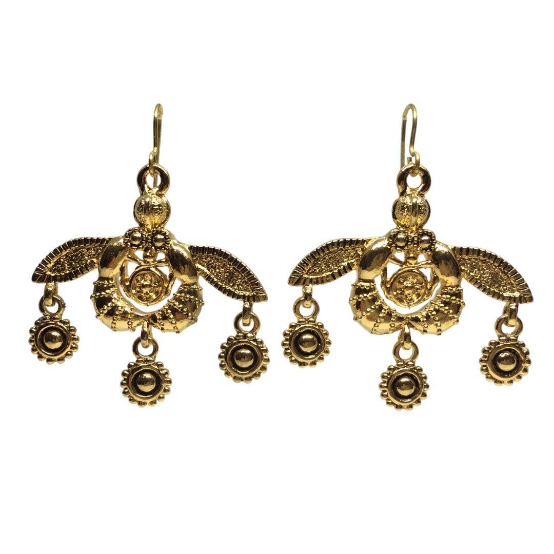 Greek Minoan Bees from Crete Wire Pierced Dangle Earrings 1.25L - Museumize.com