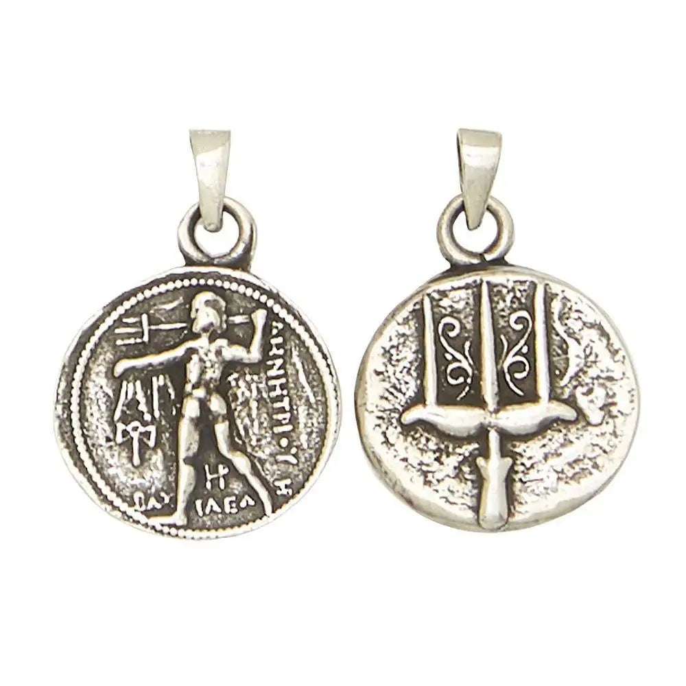 Poseidon Neptune Greek God of the Sea Olympians Pewter Pendant Charm Unisex Necklace 1H - Pewter - Museumize.com
