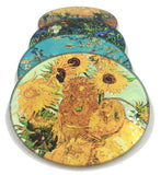 Van Gogh Paintings Bar Drink Coffee Table Glass Coasters Set of 4 with Storage Stand