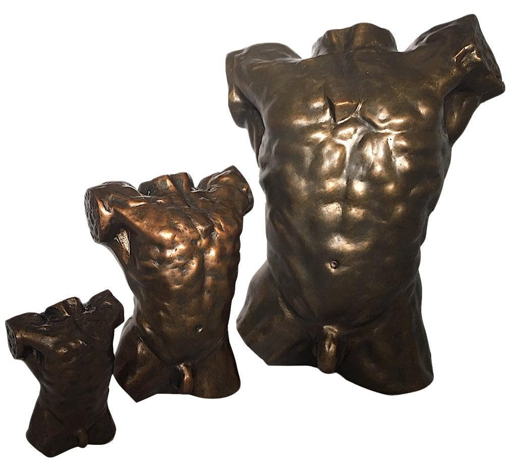 Rodin Male Nude Torso of the Falling Man Desktop Statue Massive Muscles Bodybuilder 10.25H - Museumize.com