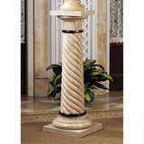 Bottochino Spiraled Solid Marble Column Creme Black Carved Stand 39H Freight