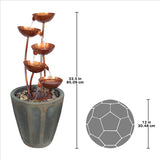 Copper Flowers in Pot Cascading Waterfall Midcentury Fountain Five Levels 33.5H